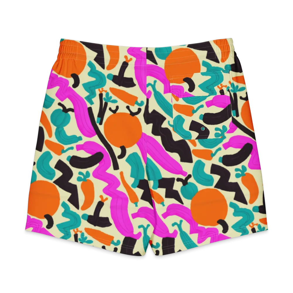 Neon Market on Men's Board Shorts — Back