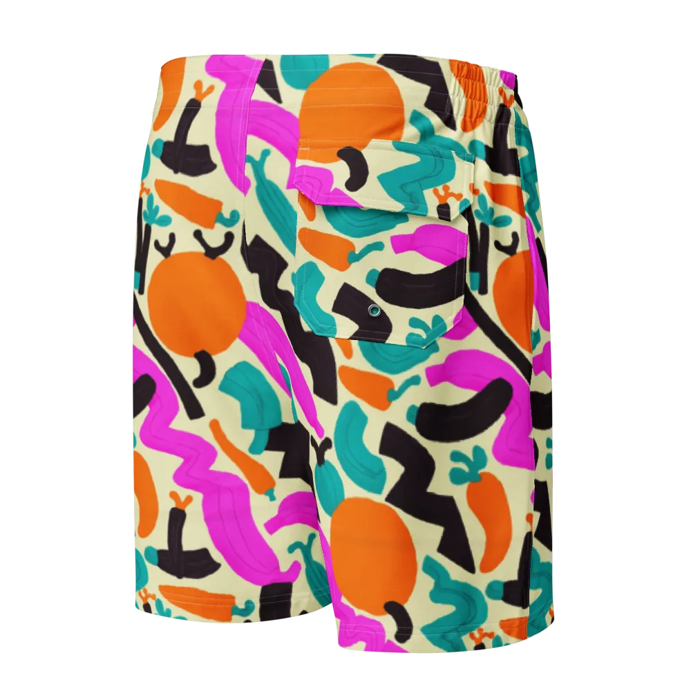 Neon Market on Men's Board Shorts — Back