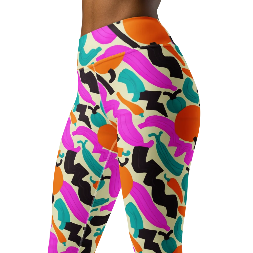 Neon Market on Yoga Leggings — Left Front