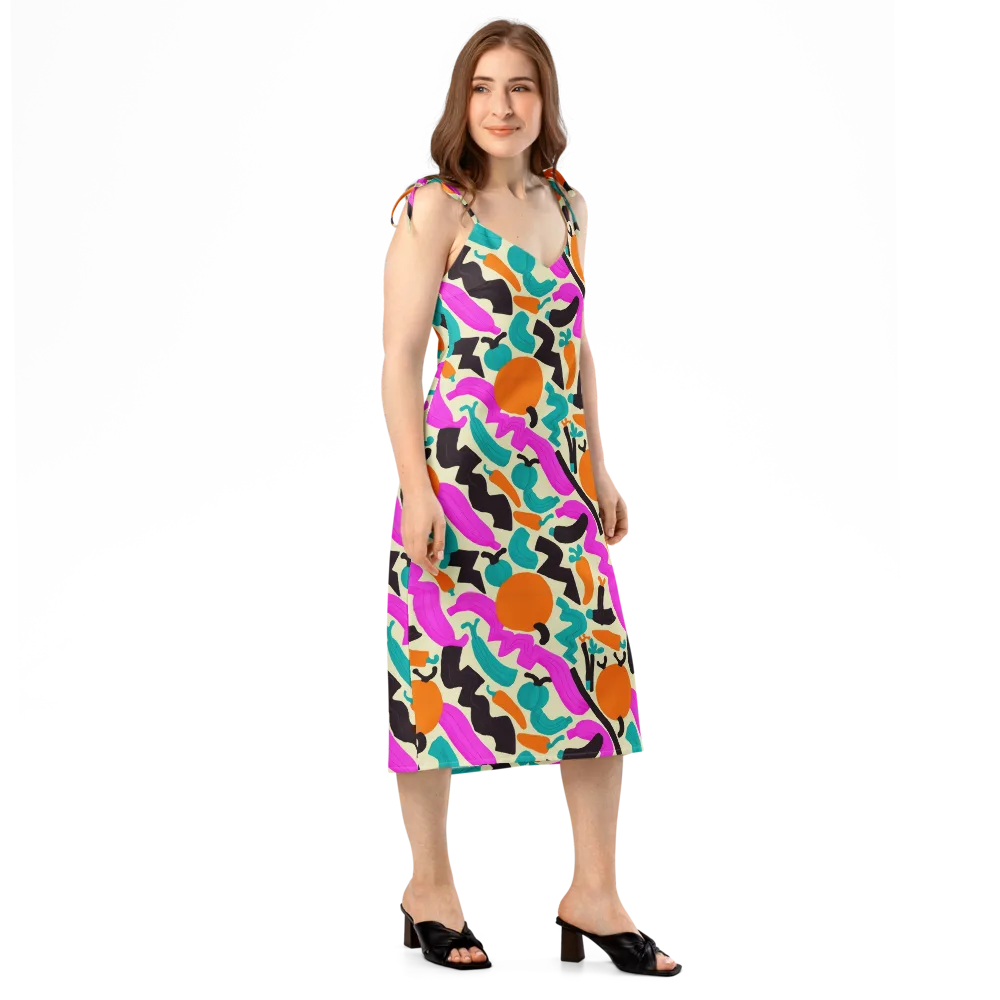 Neon Market on Slip Dress — Right Front