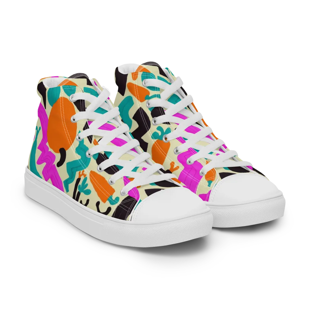 Neon Market on Men's High Top Canvas Shoes — Right Front