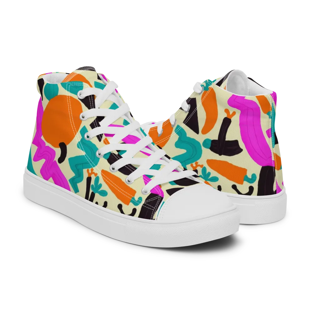 Neon Market on Men's High Top Canvas Shoes — Right