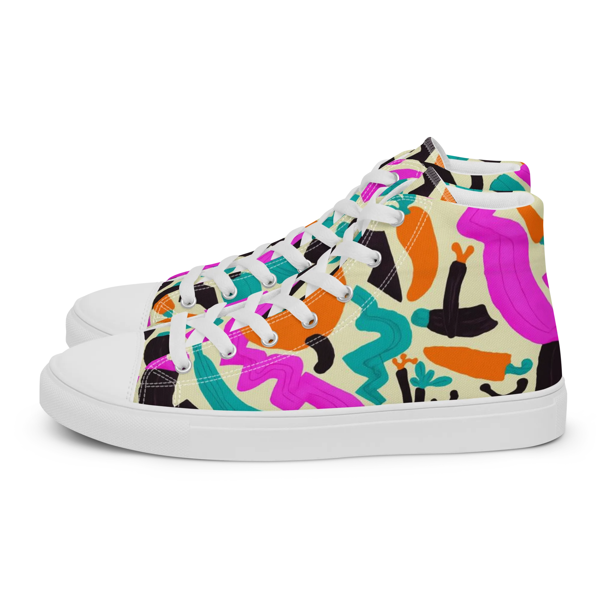 Neon Market on Women's High Top Canvas Shoes — Left