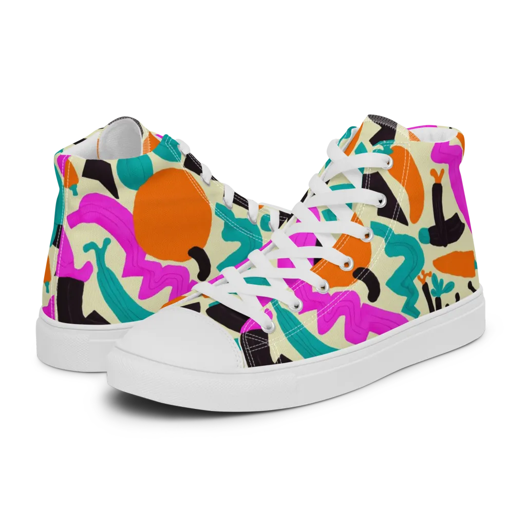 Neon Market on Women's High Top Canvas Shoes — Left