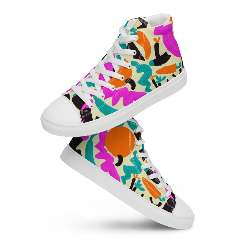 Neon Market on Women's High Top Canvas Shoes — Front