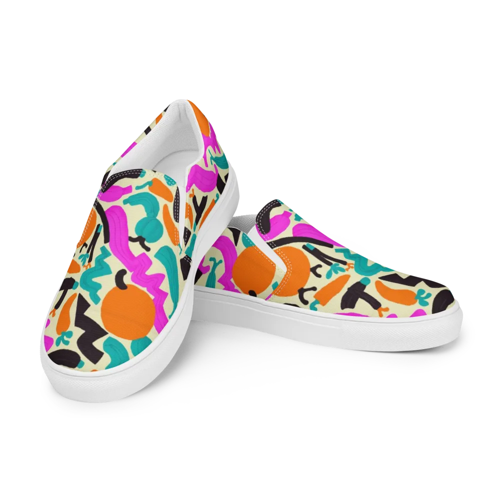 Neon Market on Men's Slip-On Canvas Shoes — Left Front