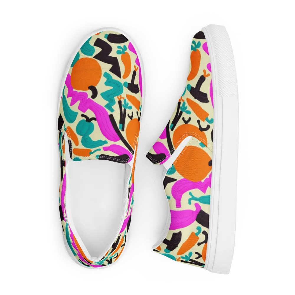 Neon Market on Men's Slip-On Canvas Shoes — Front