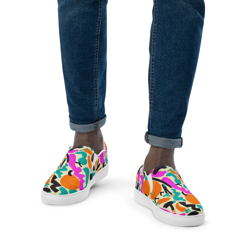 Neon Market on Men's Slip-On Canvas Shoes — Front
