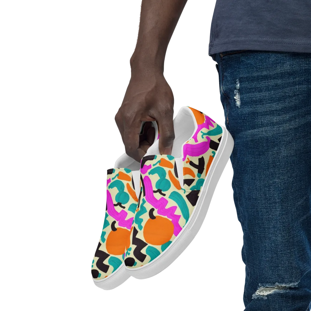 Neon Market on Men's Slip-On Canvas Shoes — Left Front