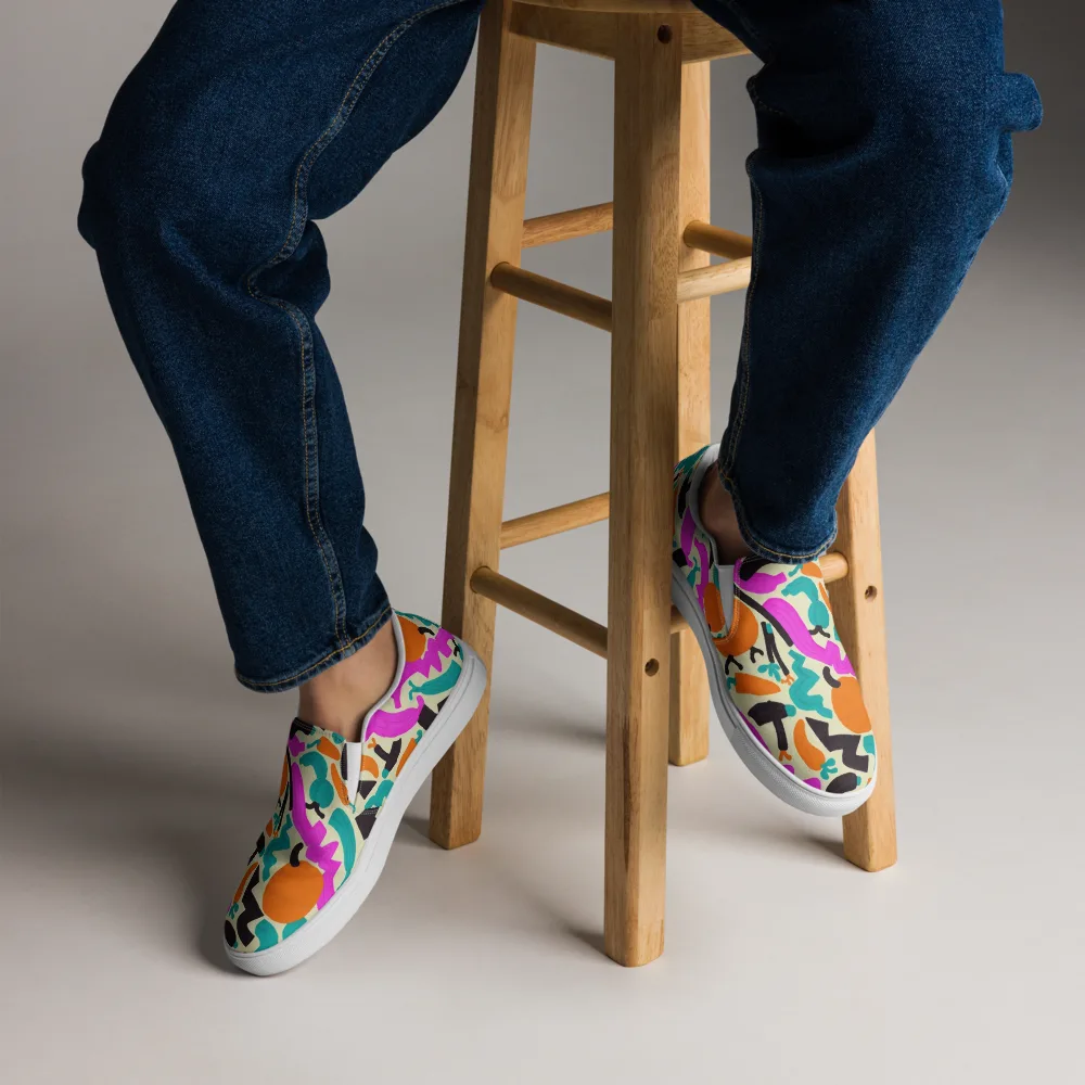 Neon Market on Men's Slip-On Canvas Shoes — Front
