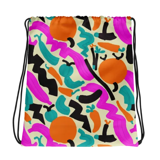 Neon Market on a Drawstring Bag