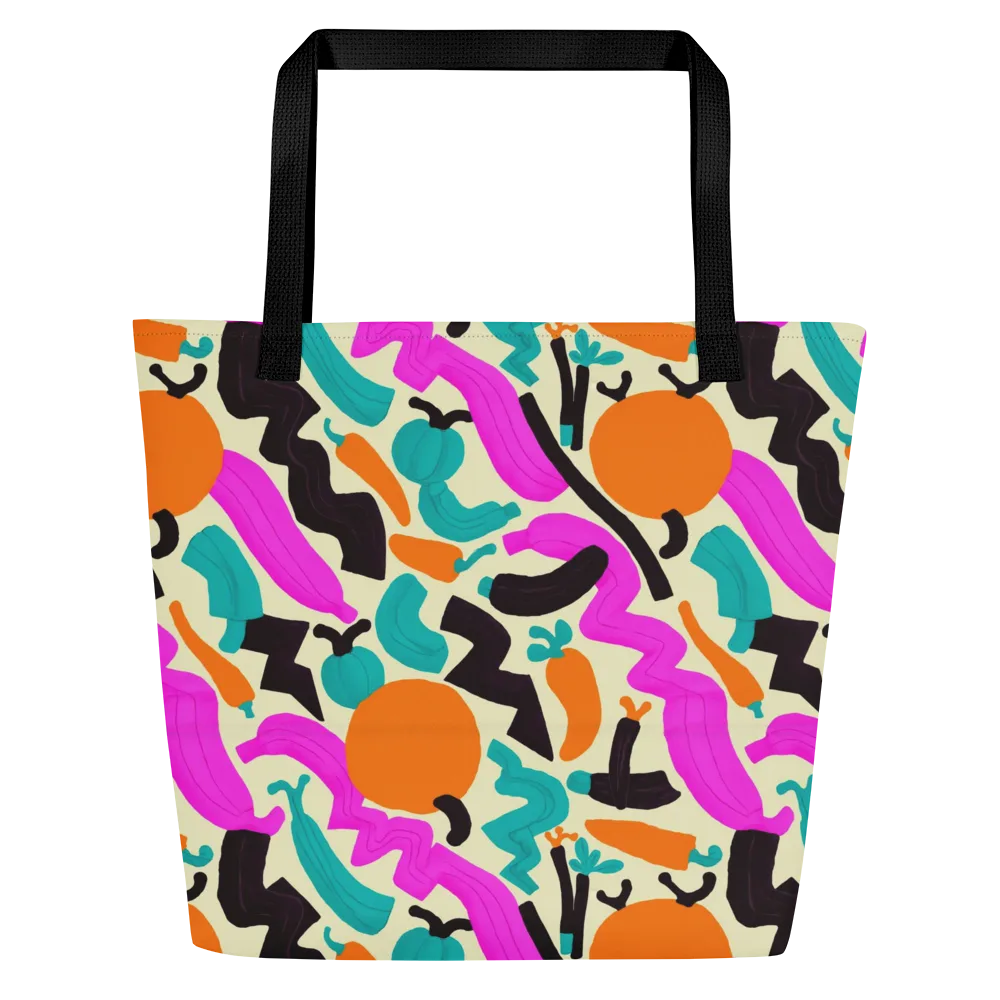 Neon Market on Large Tote Bag W/ Pocket — Front