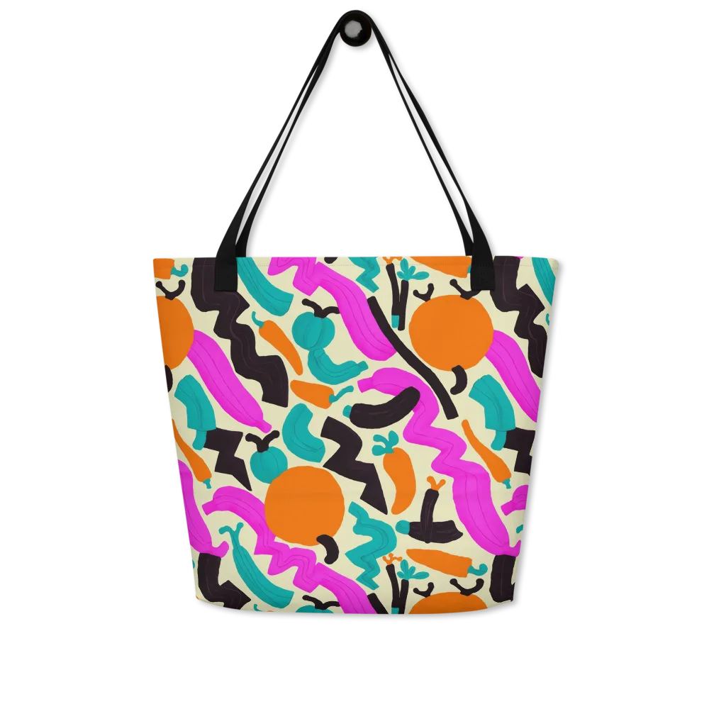 Neon Market on Large Tote Bag W/ Pocket — Front