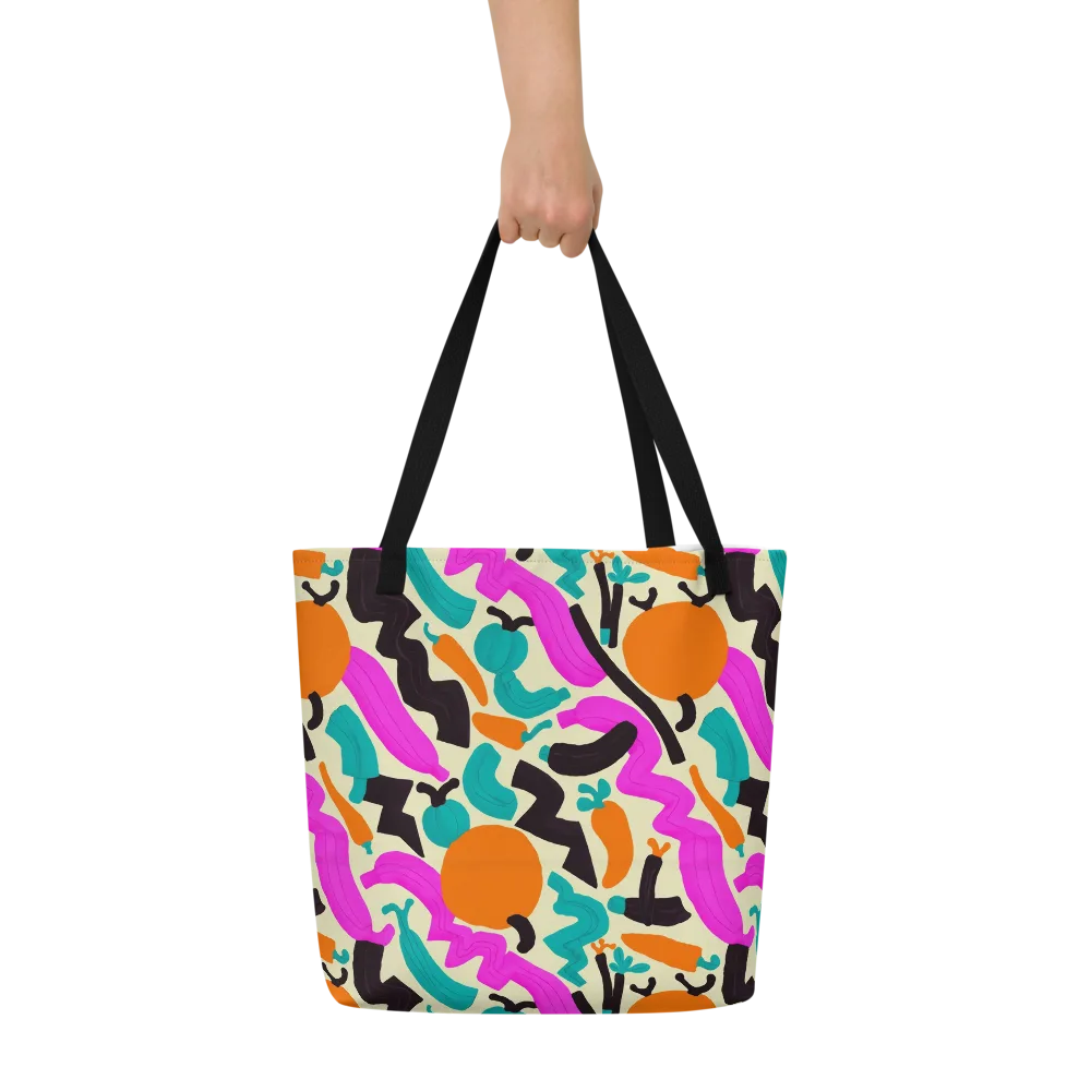 Neon Market on Large Tote Bag W/ Pocket — Front