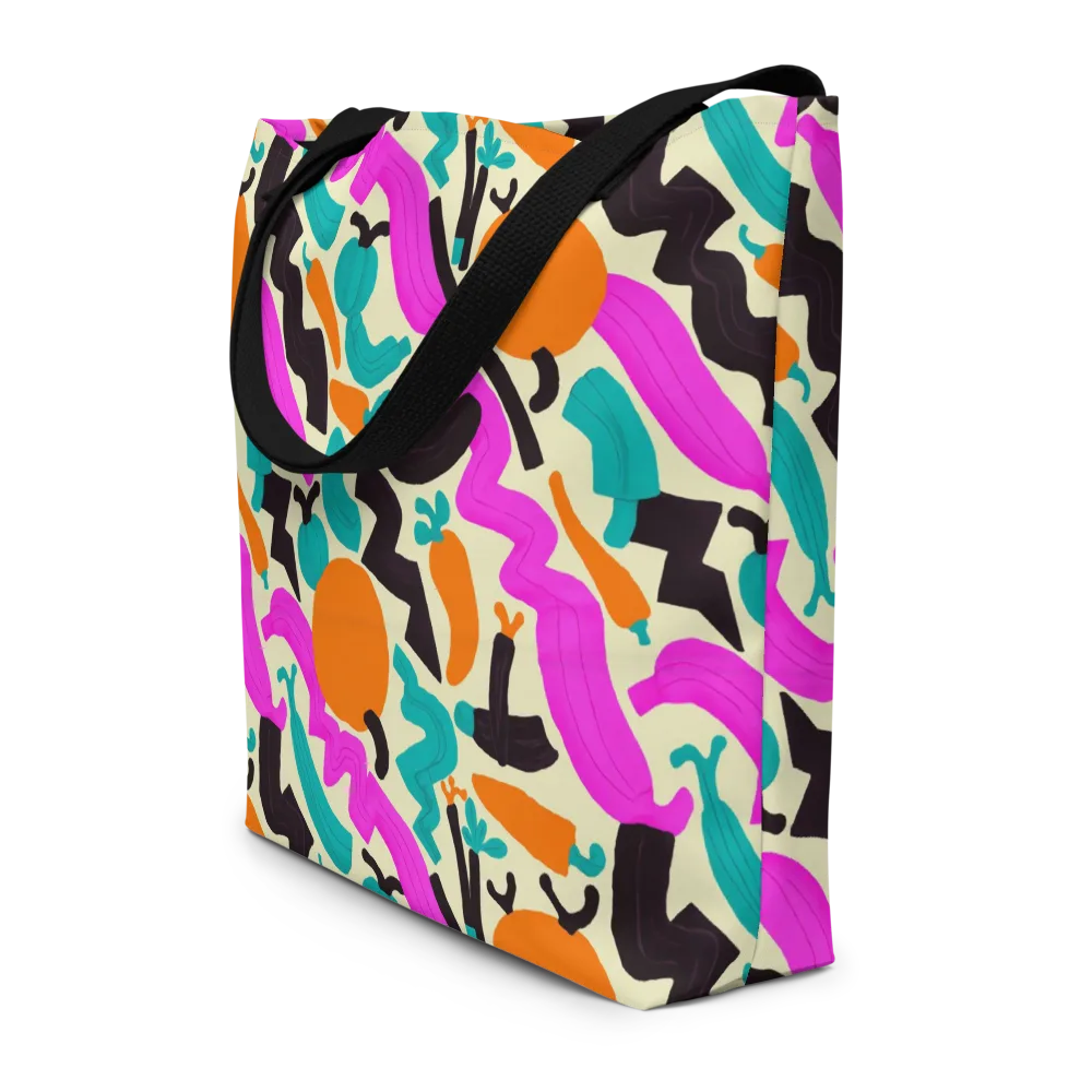 Neon Market on Large Tote Bag W/ Pocket — Front