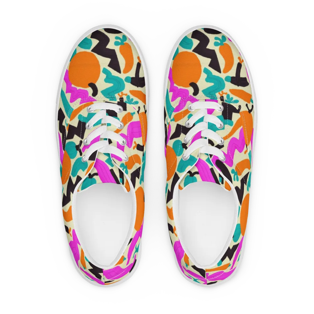 Neon Market on Men's Lace-Up Canvas Shoes — Front