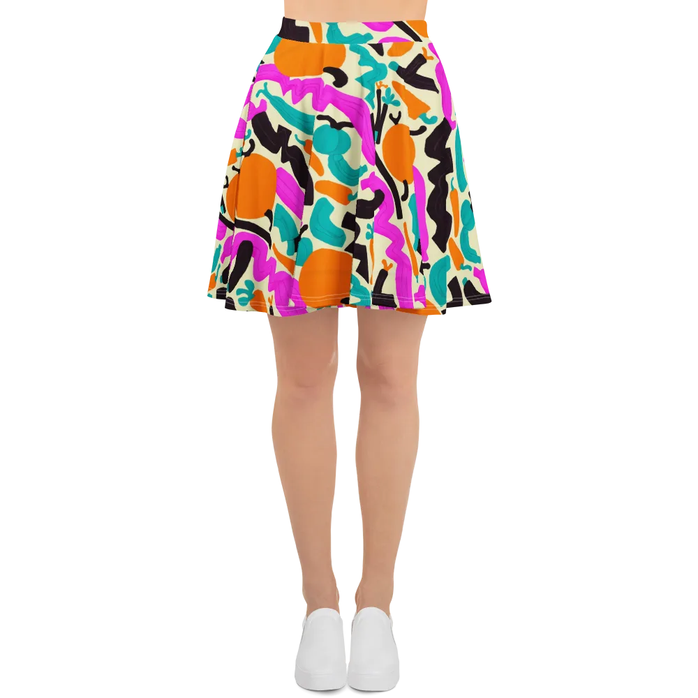 Neon Market on Skater Skirt — Front