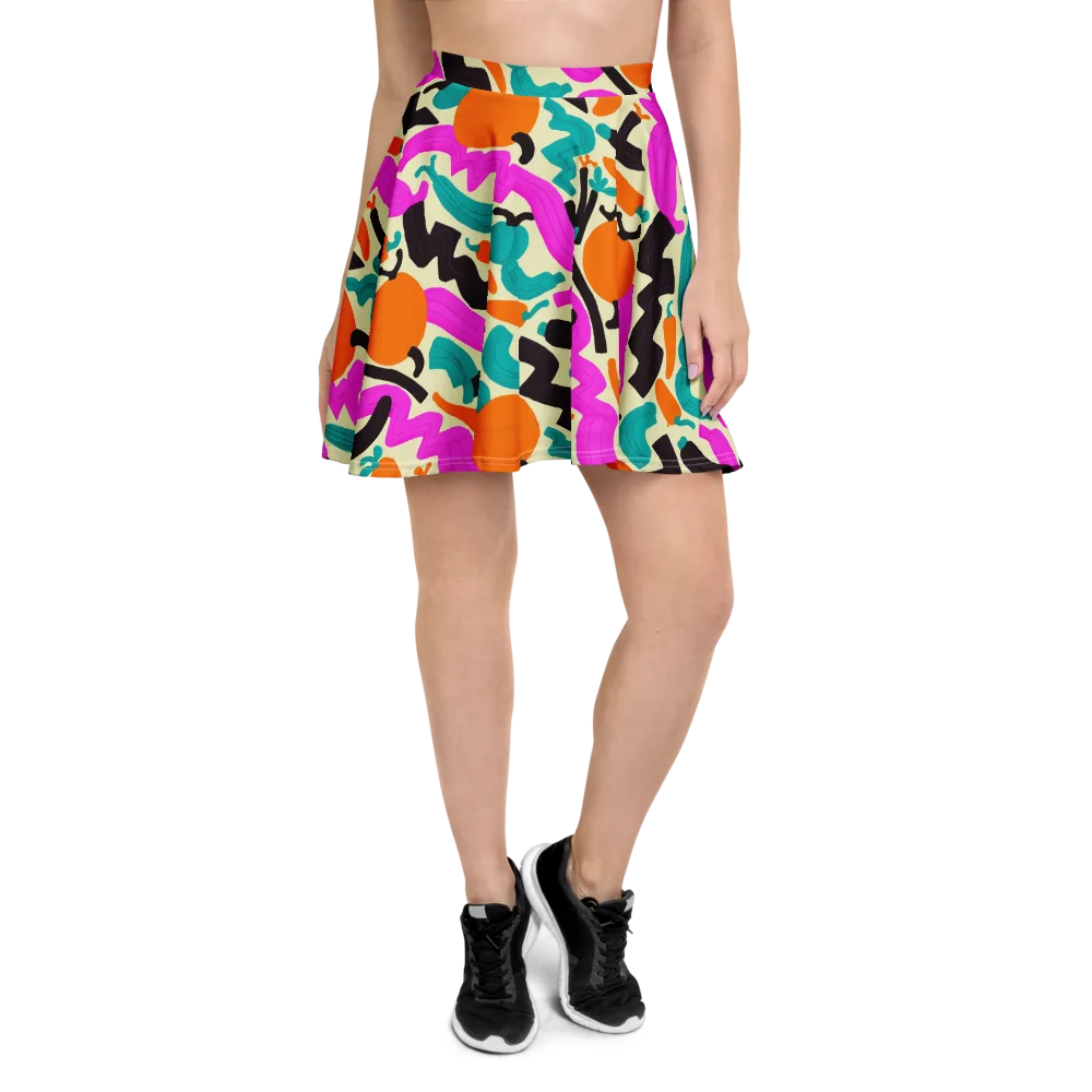 Neon Market on Skater Skirt — Front