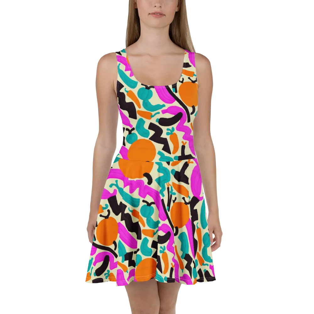 Neon Market on Skater Dress — Front
