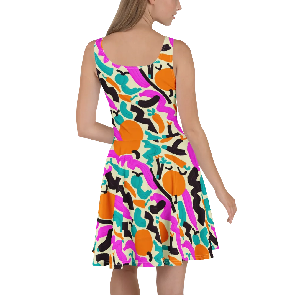 Neon Market on Skater Dress — Back