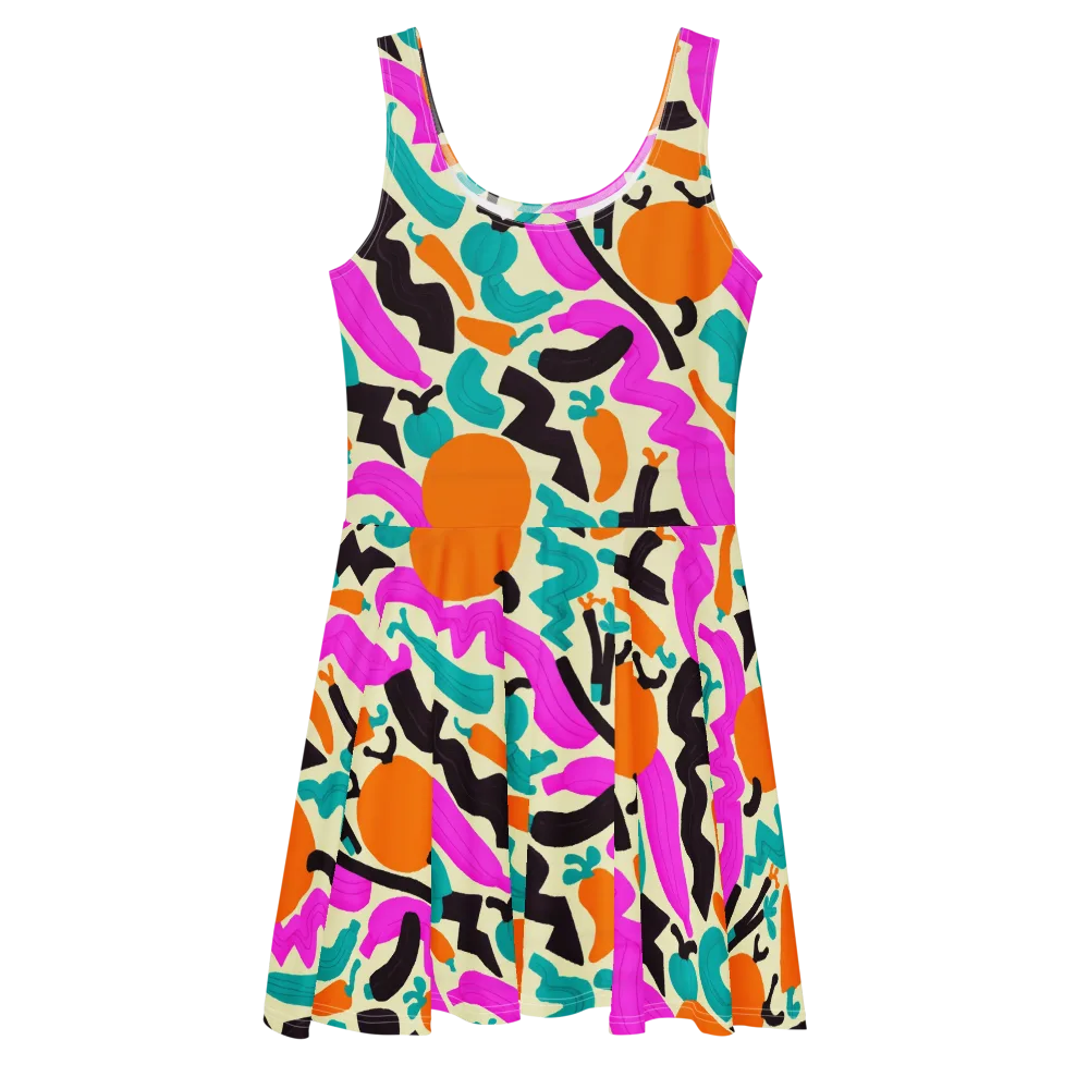 Neon Market on Skater Dress — Front