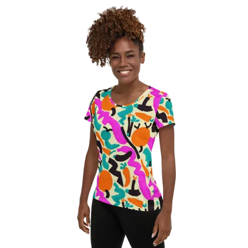 Neon Market on a Women's Athletic T-Shirt