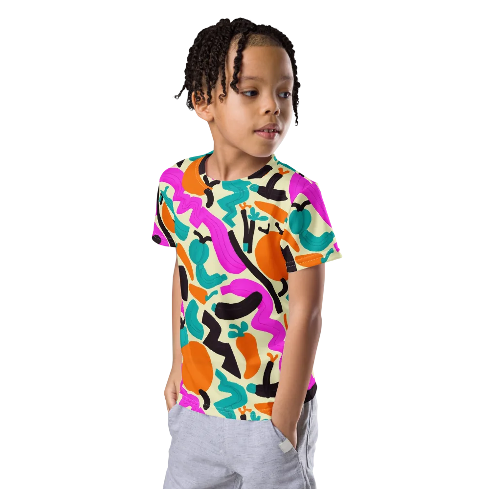 Neon Market on Kids Crew Neck T-Shirt — Left Front
