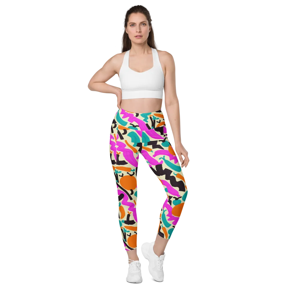 Neon Market on Leggings with Pockets — Front