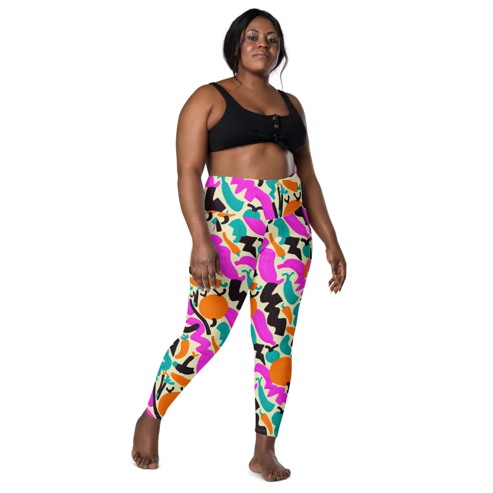 Neon Market on Leggings with Pockets — Front