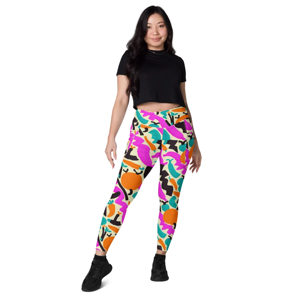 Neon Market on Leggings with Pockets — Front