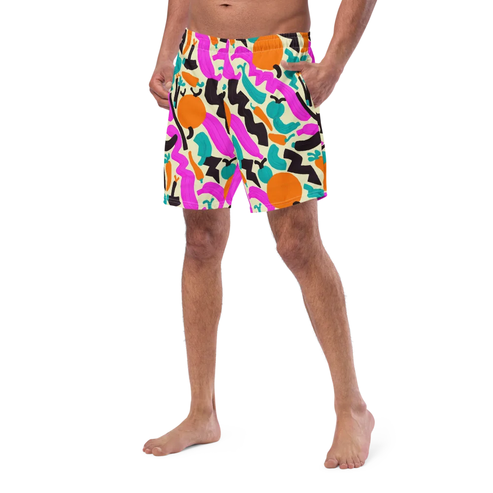 Neon Market on Swim Trunks — Left Front