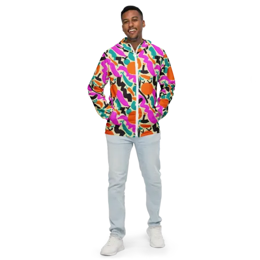 Neon Market on a Men's Windbreaker