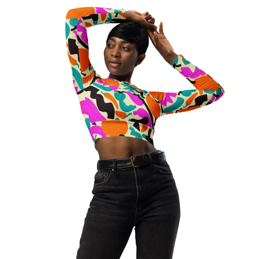 Neon Market on Long Sleeve Crop Top — Front