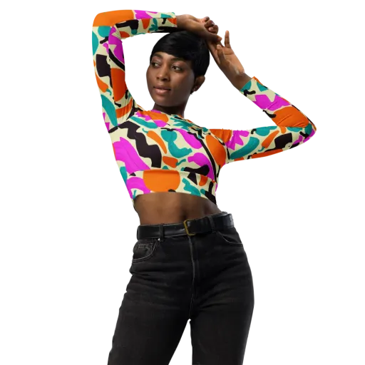 Neon Market on a Long Sleeve Crop Top