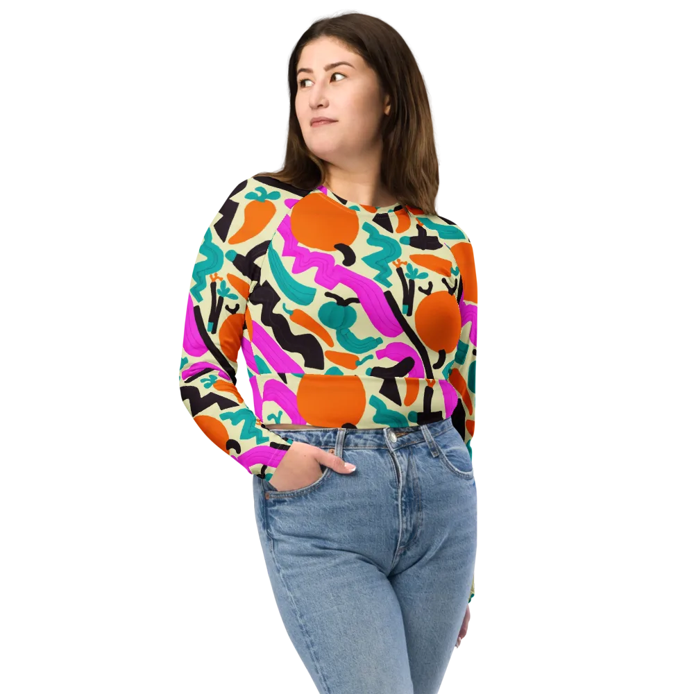 Neon Market on Long Sleeve Crop Top — Front