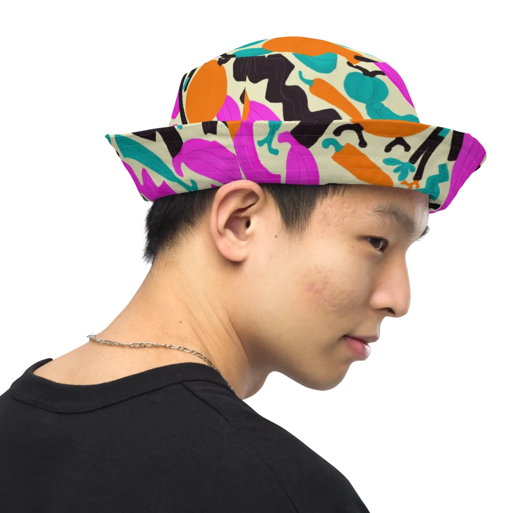 Neon Market on Reversible Bucket Hat — Right Outside