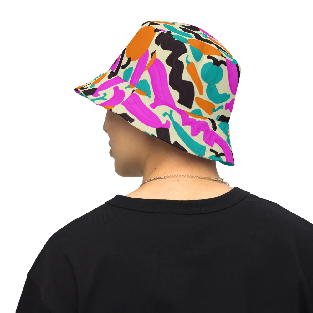 Neon Market on Reversible Bucket Hat — Back Inside