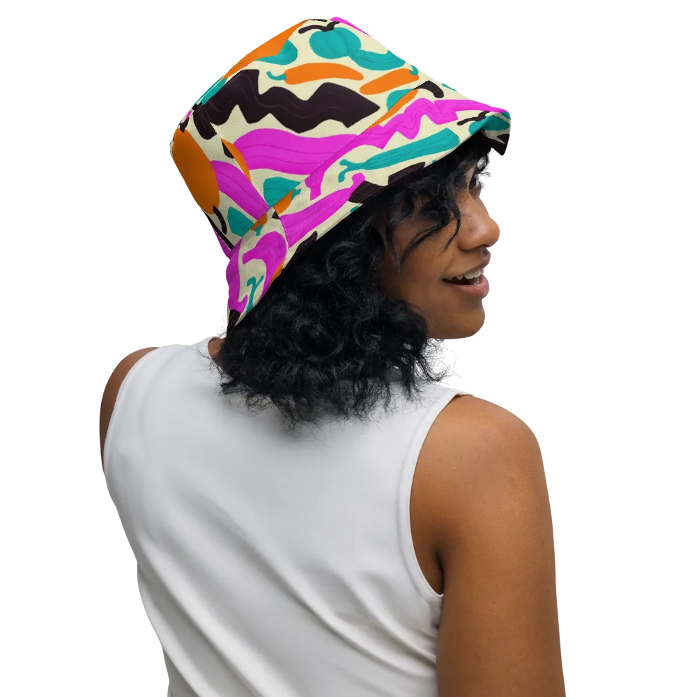 Neon Market on Reversible Bucket Hat — Right Outside