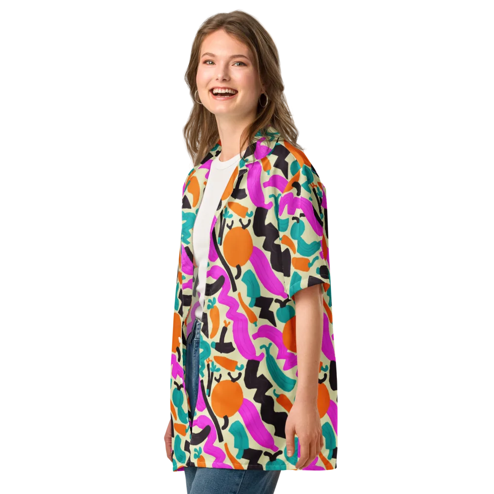 Neon Market on Button Shirt — Left Front
