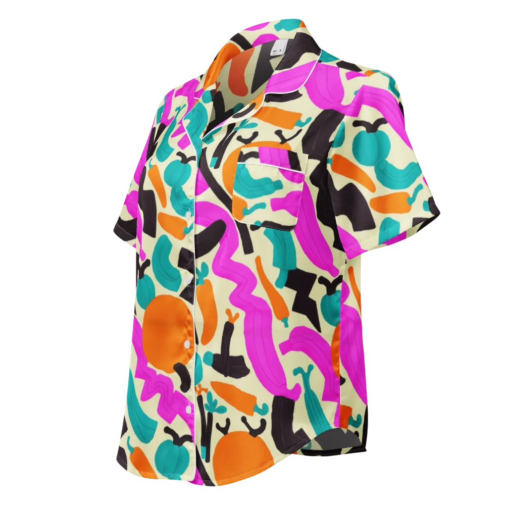 Neon Market on Women's Short Sleeve Pajama Top — Left Front