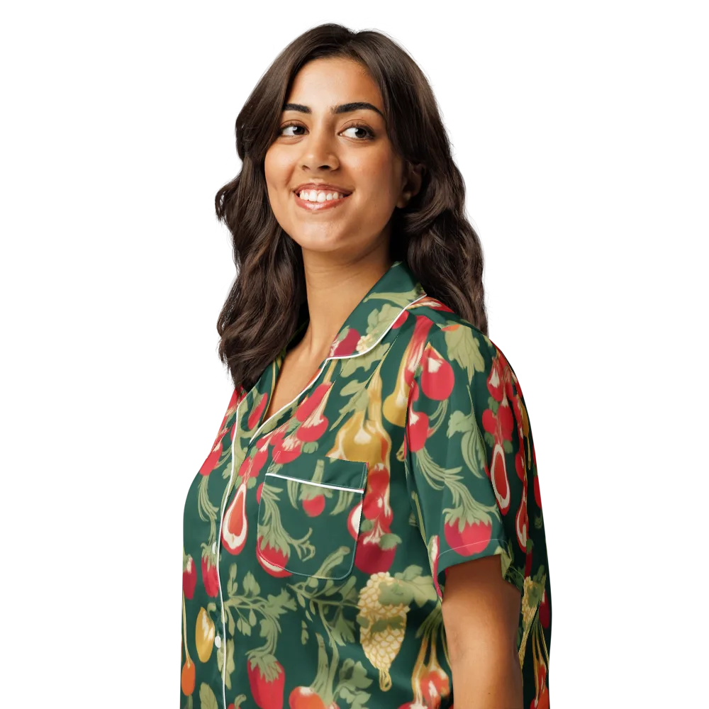 Root Cellar Rhapsody on Women's Short Sleeve Pajama Top — Left Front