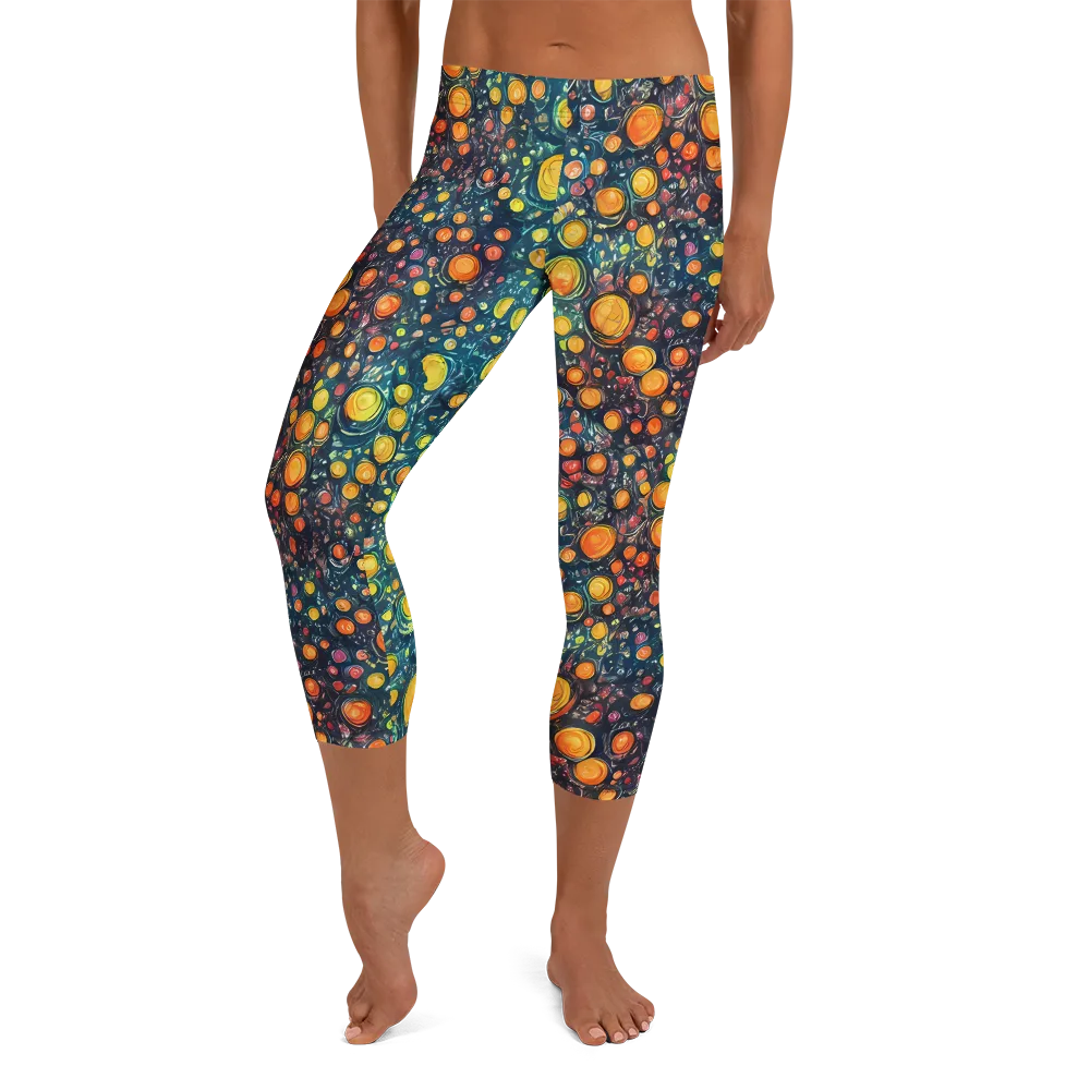 Starry Orbits on Capri Leggings — Front
