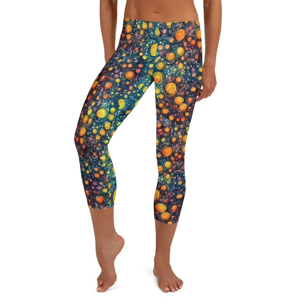 Starry Orbits on Capri Leggings — Front