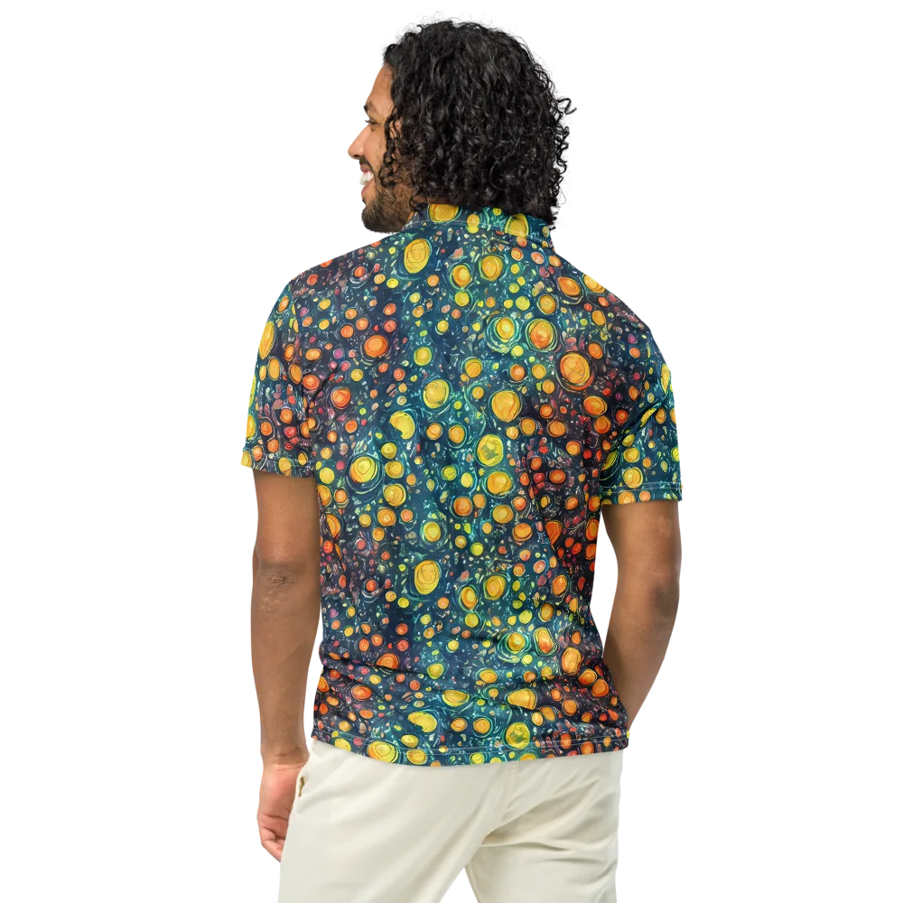 Starry Orbits on Men's Slim Fit Polo Shirt — Back