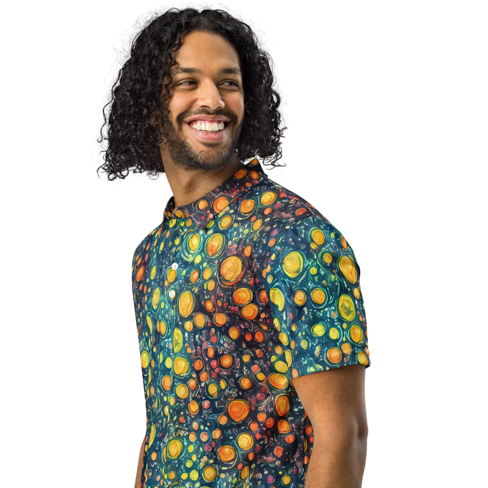 Starry Orbits on Men's Slim Fit Polo Shirt — Left Front