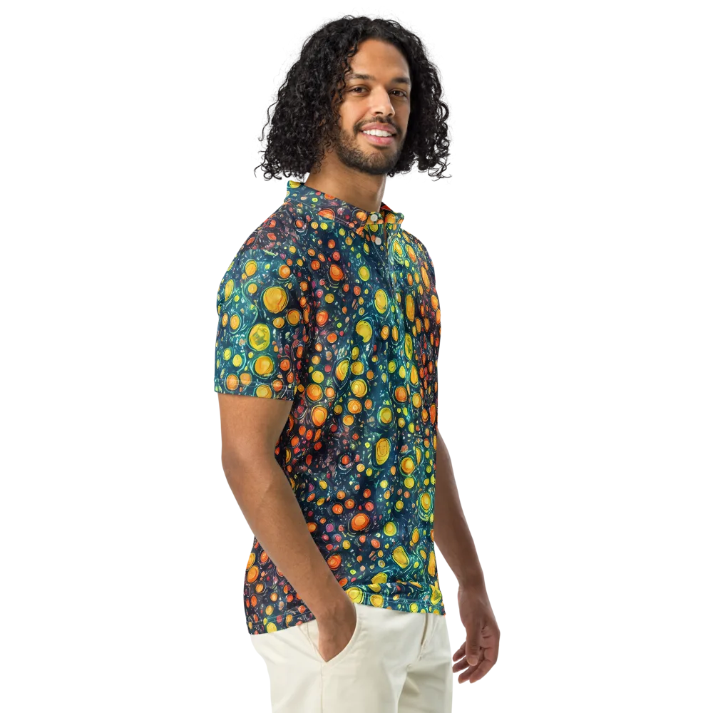 Starry Orbits on Men's Slim Fit Polo Shirt — Right Front