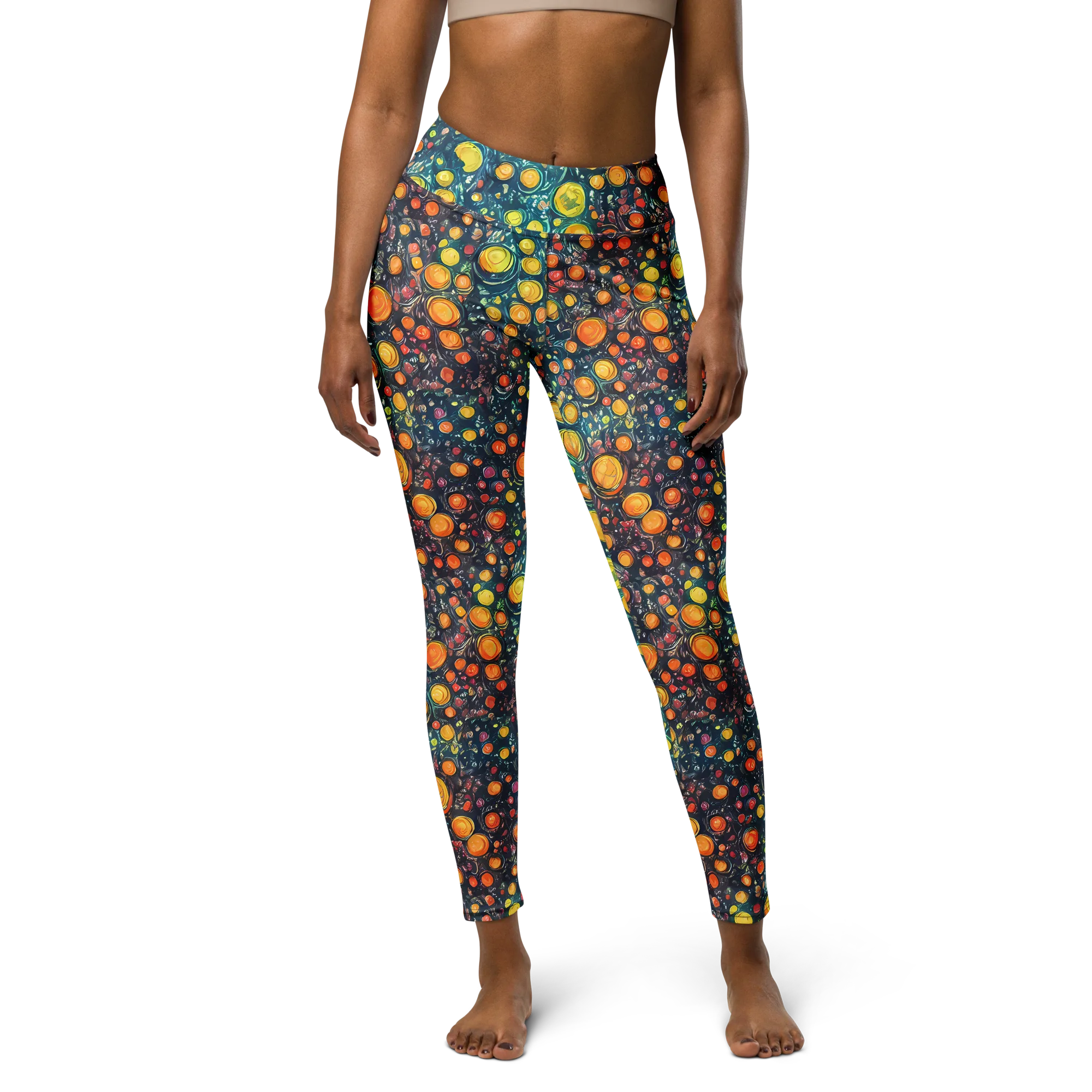 Starry Orbits on Yoga Leggings — Front