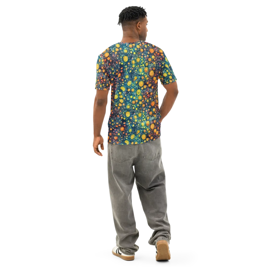 Starry Orbits on Men's Cotton Crew Neck T-Shirt — Back