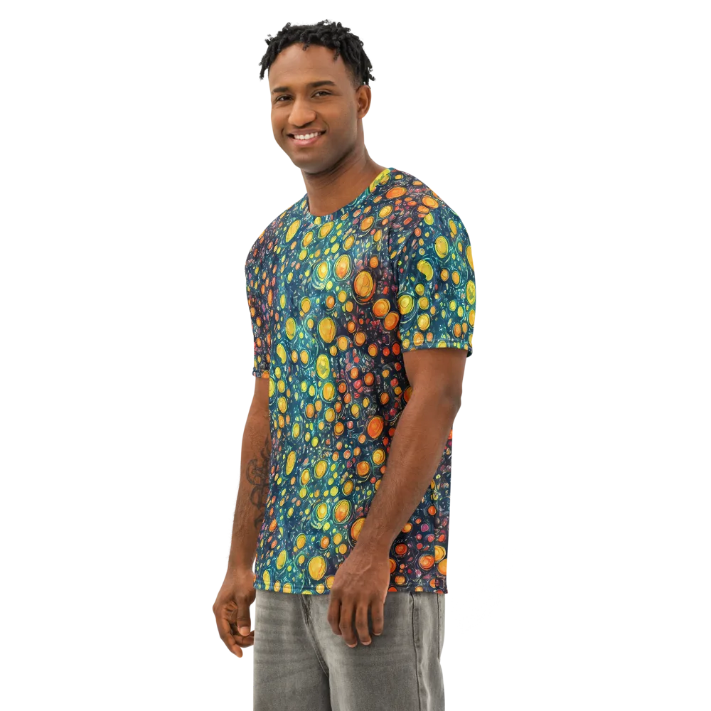 Starry Orbits on Men's Cotton Crew Neck T-Shirt — Left Front