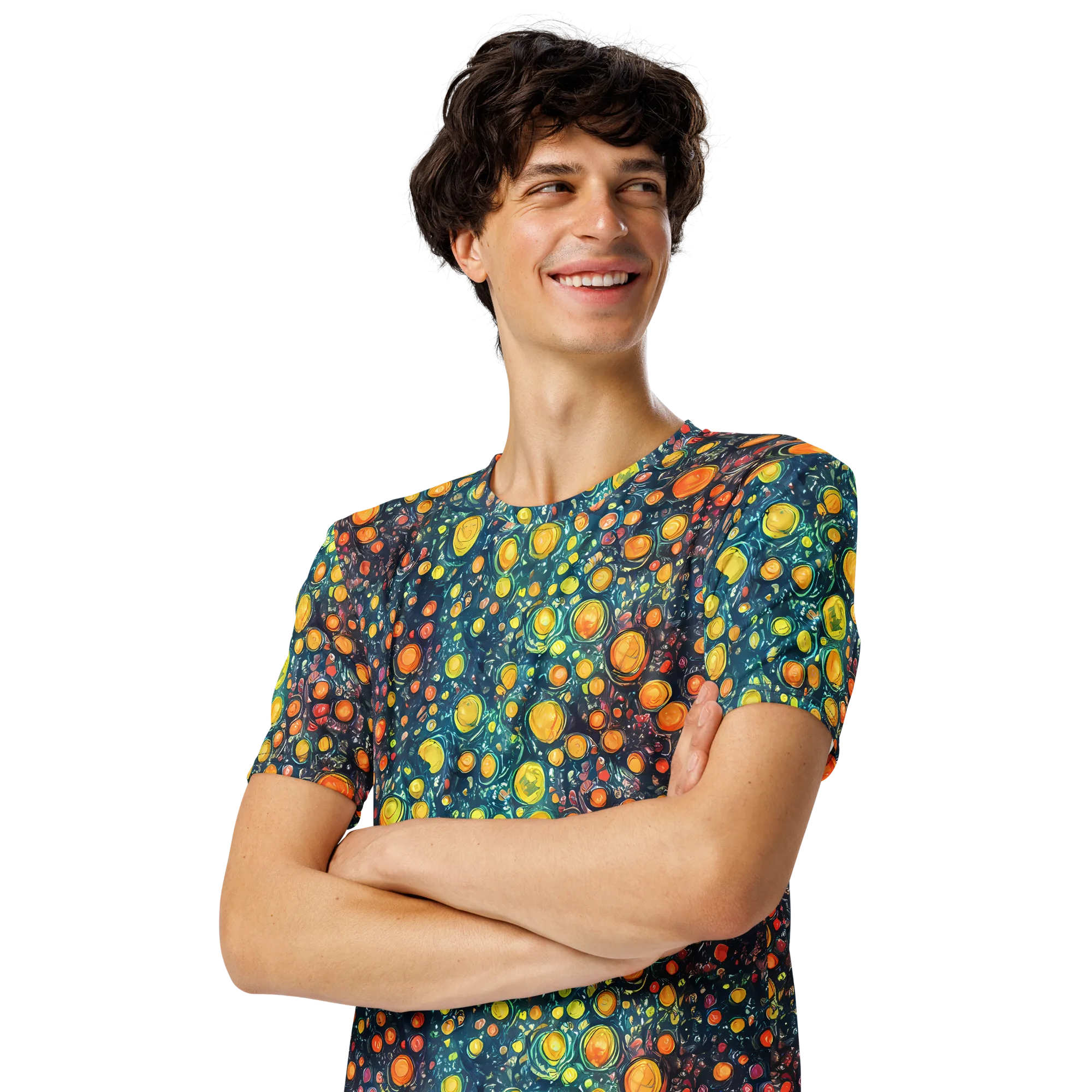 Starry Orbits on Men's Crew Neck T-Shirt — Left Front